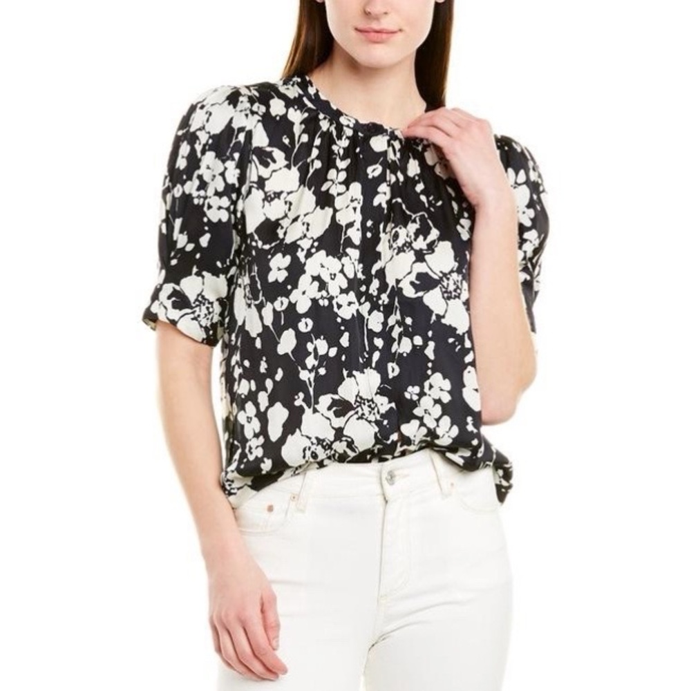 JOIE Devonia Blouse in Midnight Size Small Silky Floral Print MSRP $198 - Picture 14 of 15